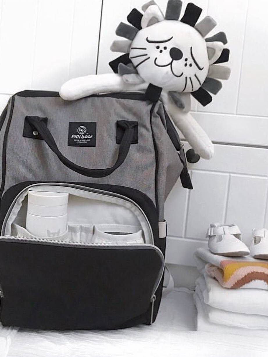 Diaper Bag Two-Tone Gray And Black Backpack